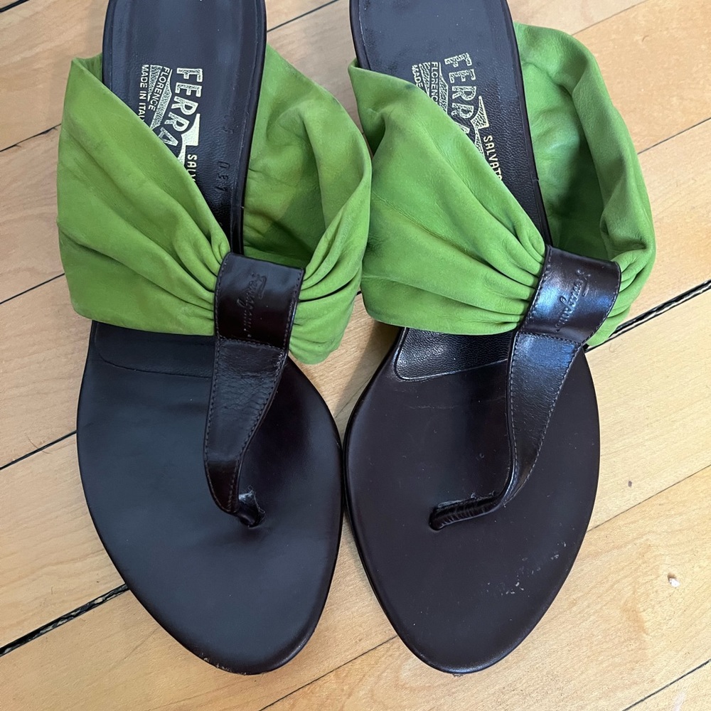 Ferragamo sandals in brown and green Size 8 - Picture 3 of 5